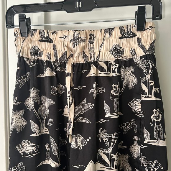 Scotch and Soda Wide Leg Pants Les Tropiques Black Cream Extra Small XS - Picture 7 of 12